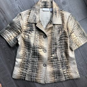 Chico’s Metallic Gold Snakeskin Print Jacket 0